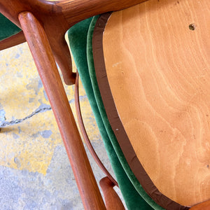 Set: 4x Polsterstuhl grün Teak von Schiønning & Elgaard für Randers Møbelfabrik