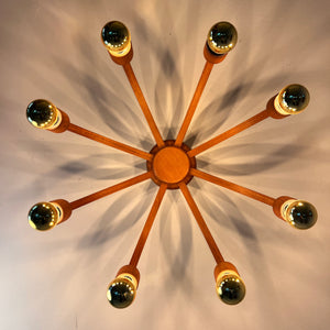 Achtarmige Wandlampe / Deckenlampe Teak von DOMUS