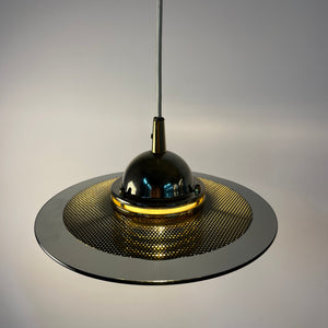 Kleine Hängelampe Rauchglas Messing von Jan Eskil Eskilsson für Belid