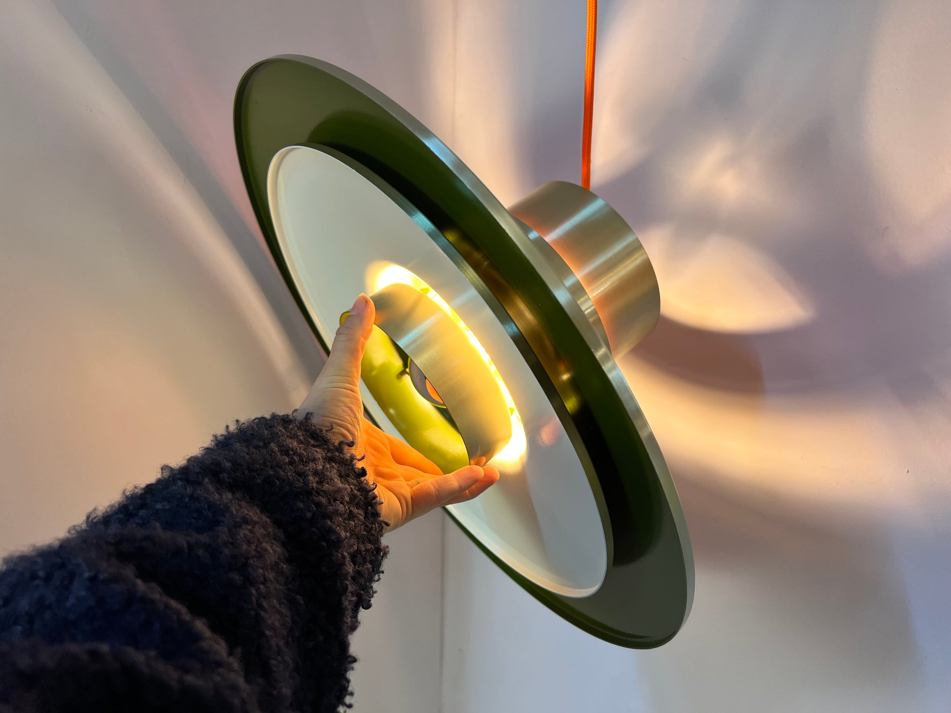 Lamellenlampe Trava grün orange von Carl Thore für Granhaga