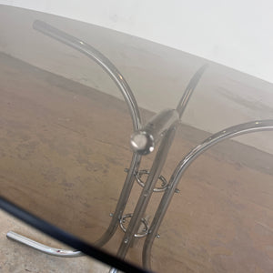 Runder Esstisch Rauchglas & Chrom