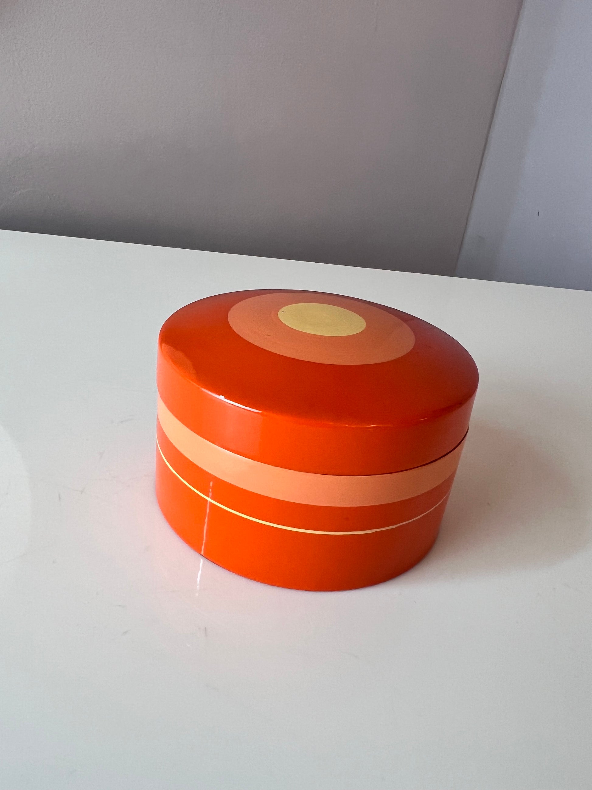 Set: Untersetzer in Dose orange Metall