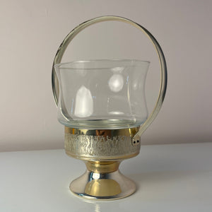 Henkelschale versilbert mit Glaseinsatz
