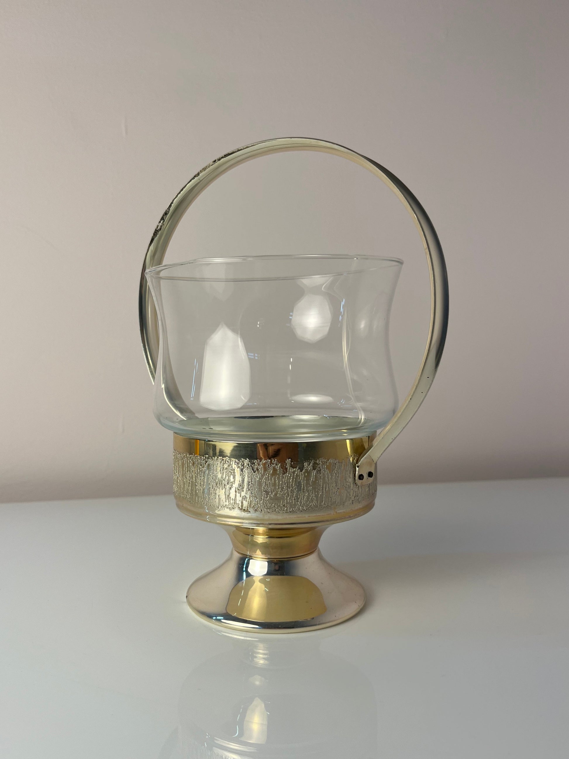 Henkelschale versilbert mit Glaseinsatz