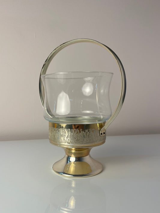 Henkelschale versilbert mit Glaseinsatz