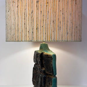 Tischlampe türkis beige Keramik von Bernard Rooke