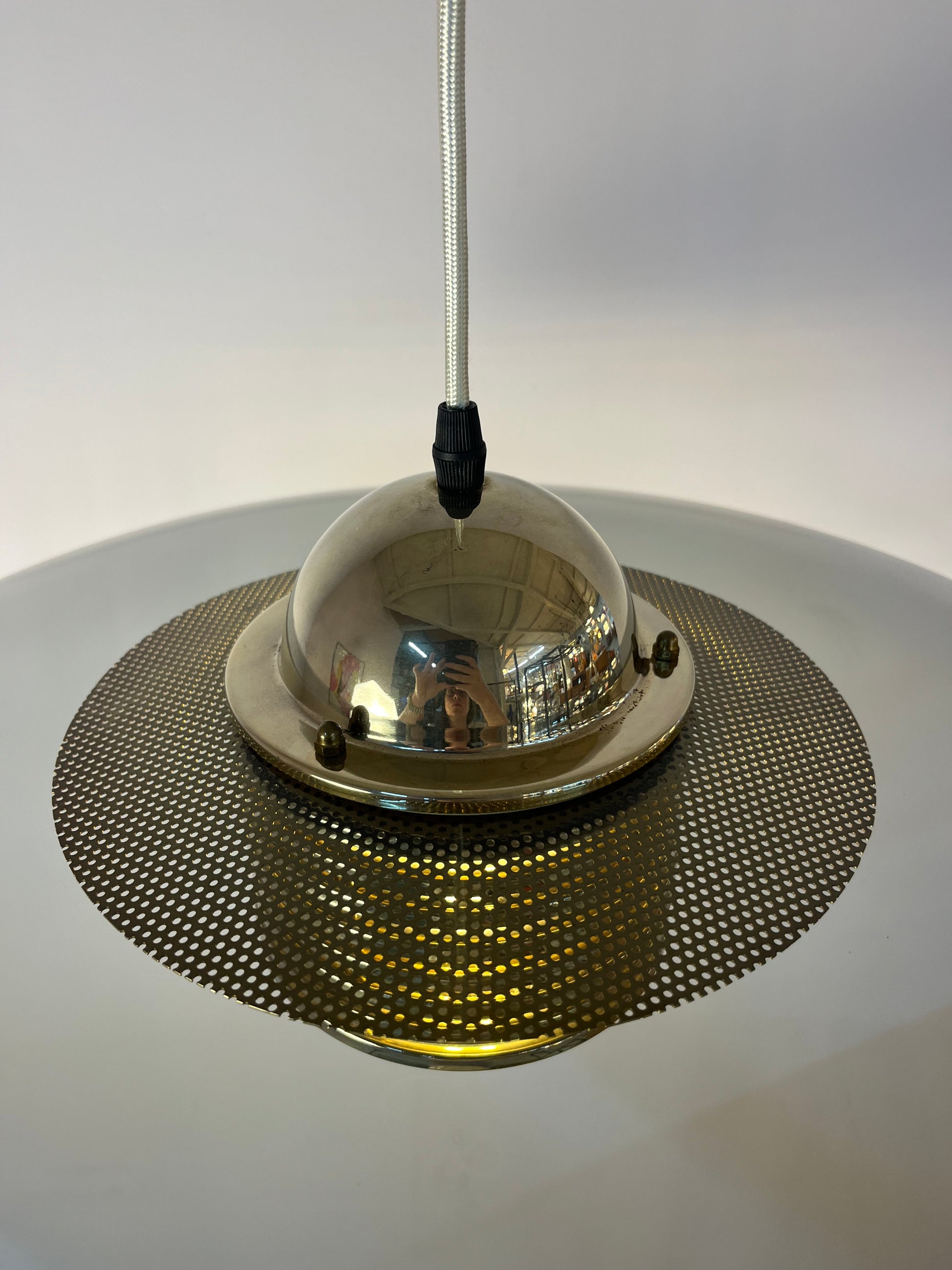 Hängelampe Rauchglas Messing von Jan Eskil Eskilsson für Belid