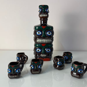 Set: Tiki Schnapsdekanter & 6 Becher