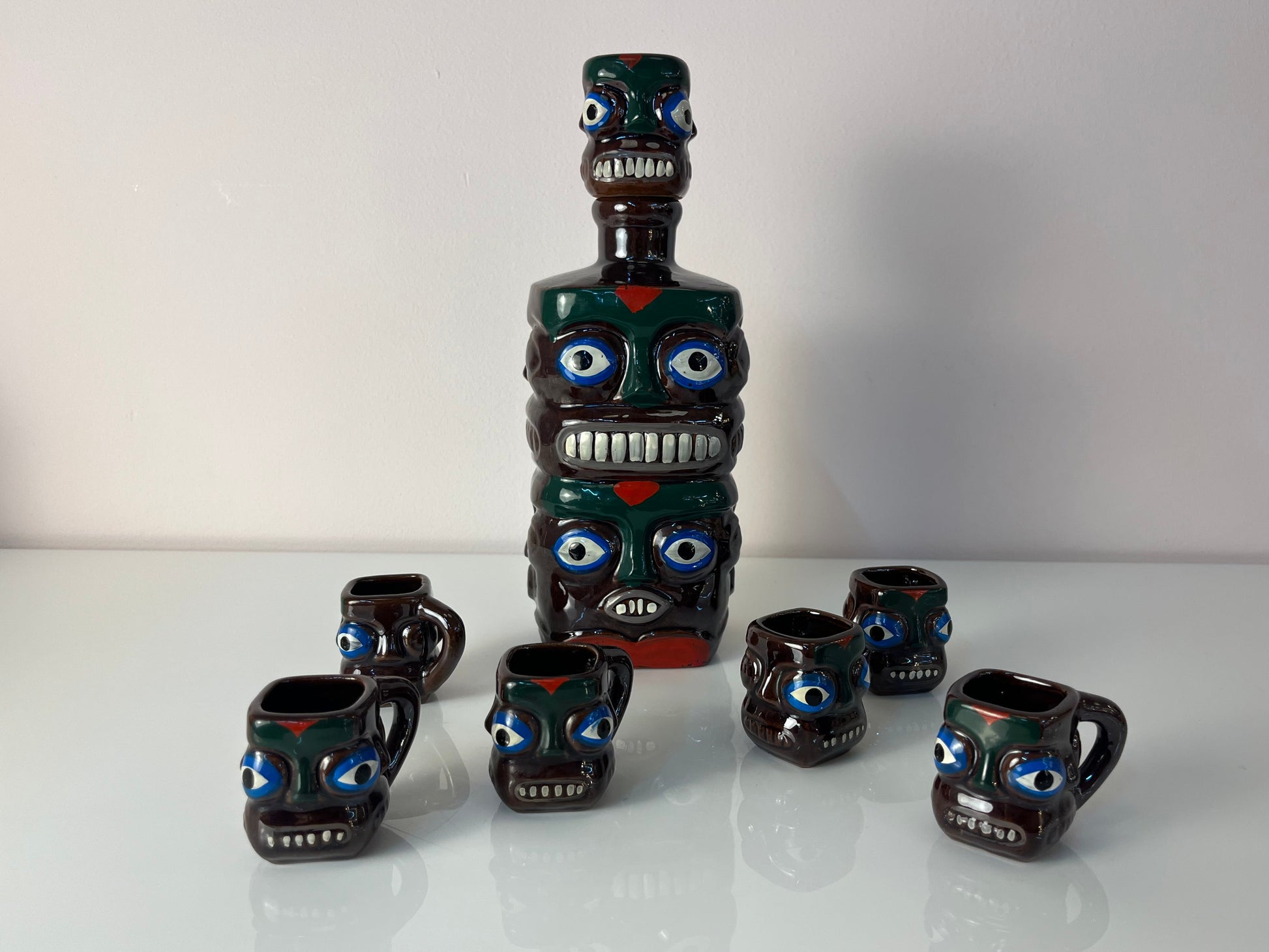 Set: Tiki Schnapsdekanter & 6 Becher