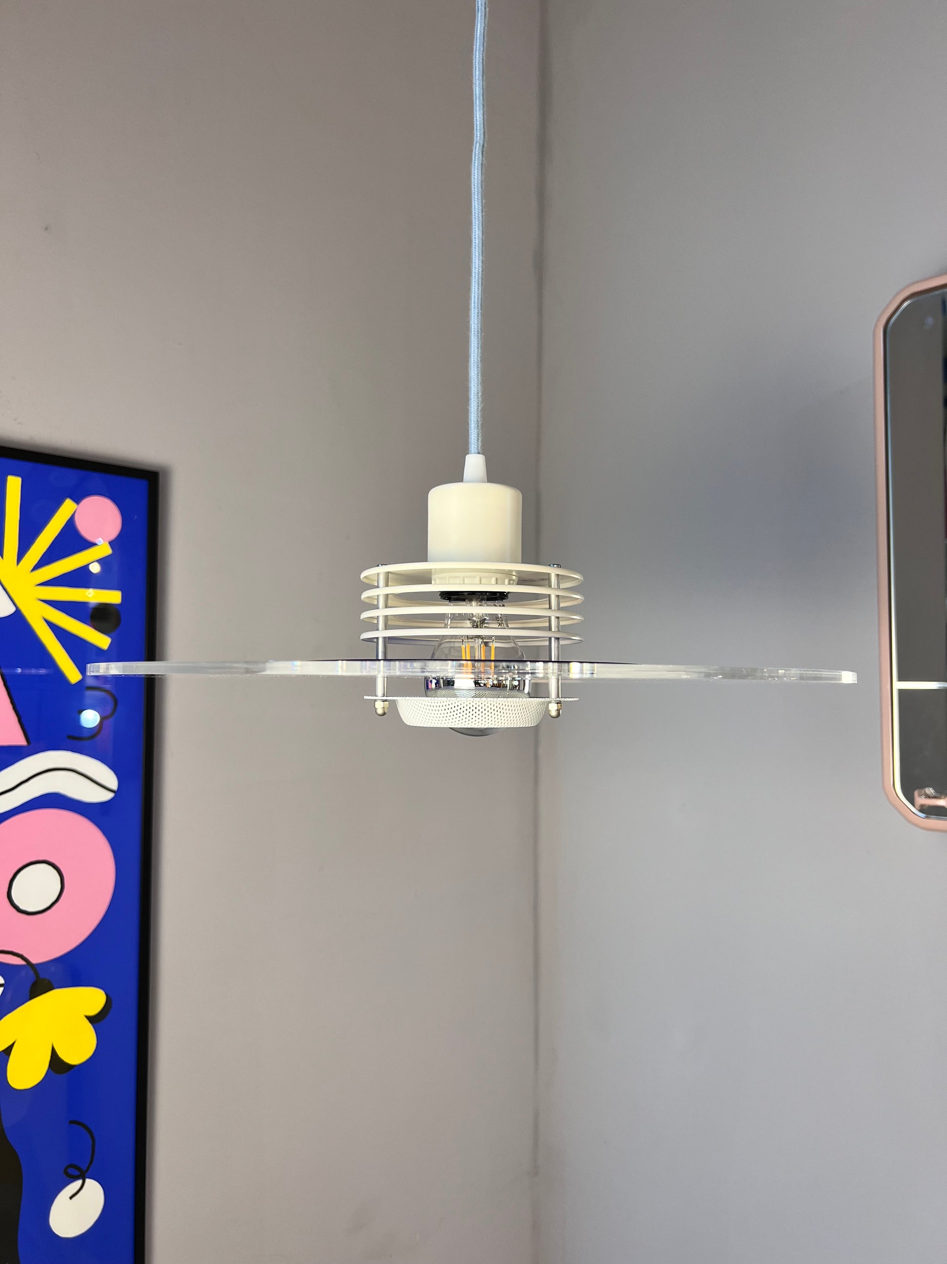 Lamellenlampe „Astra“ blau Plexiglas aus Dänemark