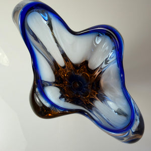 Vase blau Glas von Josef Hospodka für Chřibská Sklárna