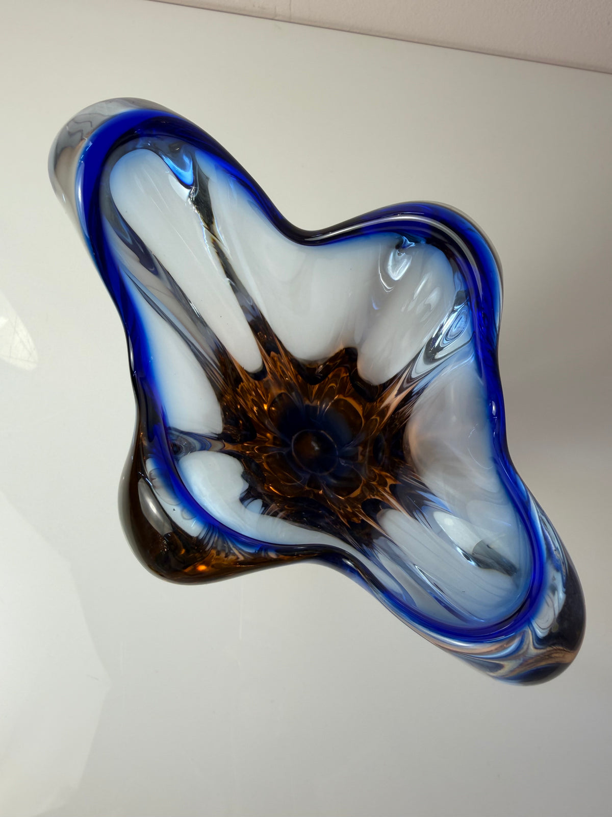 Vase blau Glas von Josef Hospodka für Chřibská Sklárna