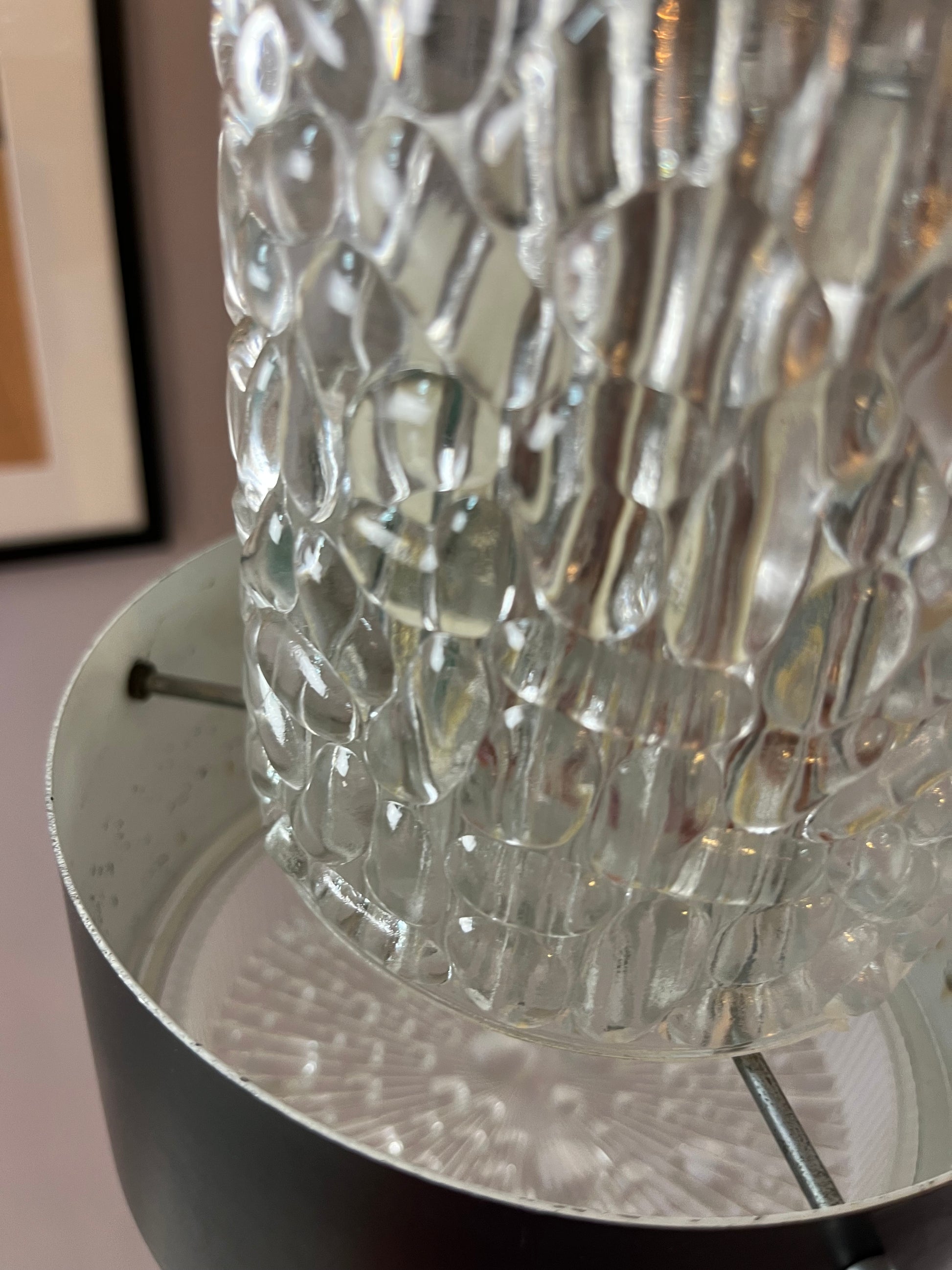 Hängelampe schwarz Eisglas von Carl Fagerlund für Orrefors