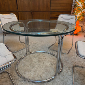 Runder Esstisch Chrom & Glas aus Italien