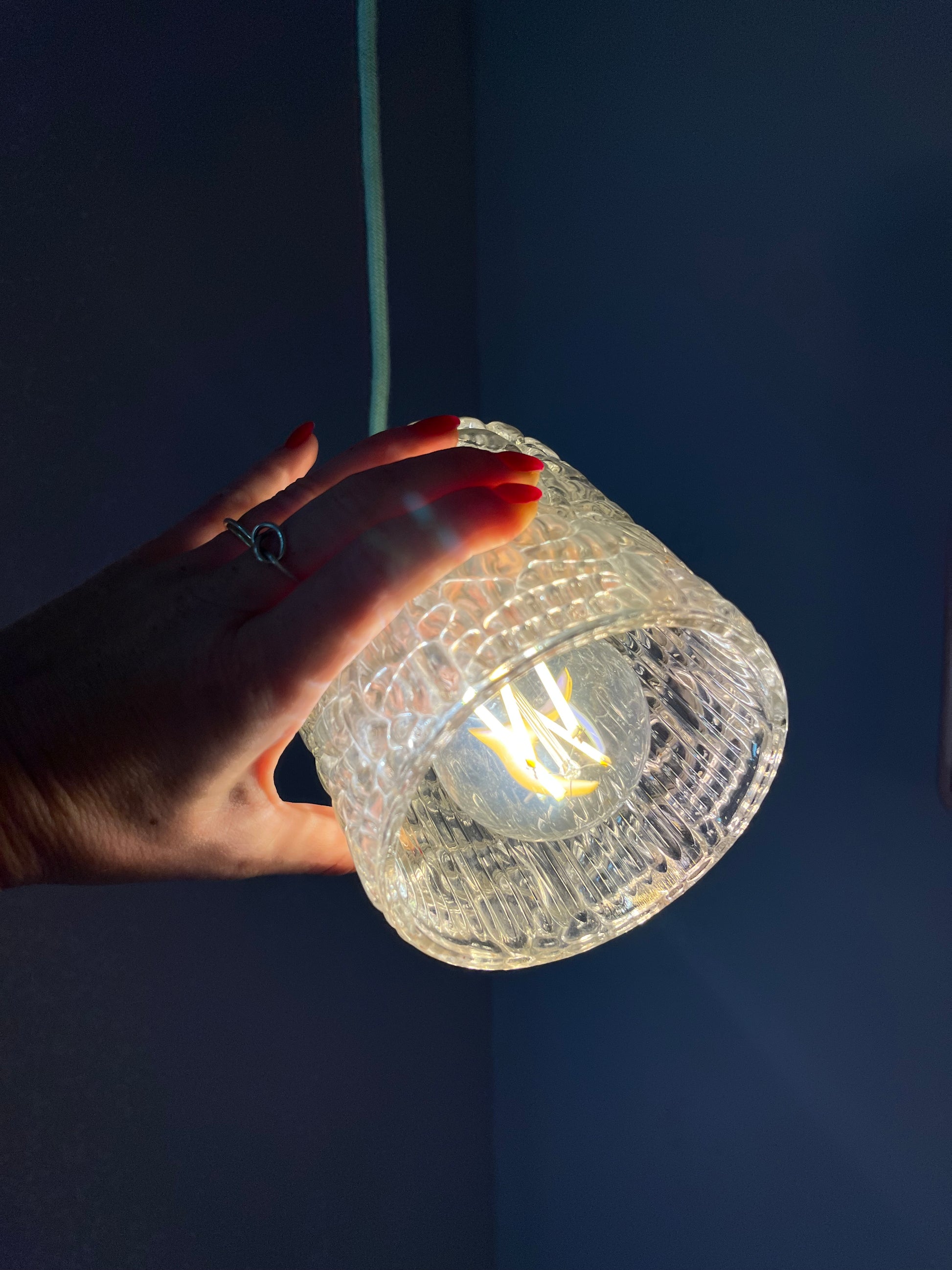 Hängelampe Glas Messing aus Dänemark