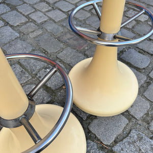 Barhocker creme orange von Friedrich Stuckenbröker für Lockhausen Plastik