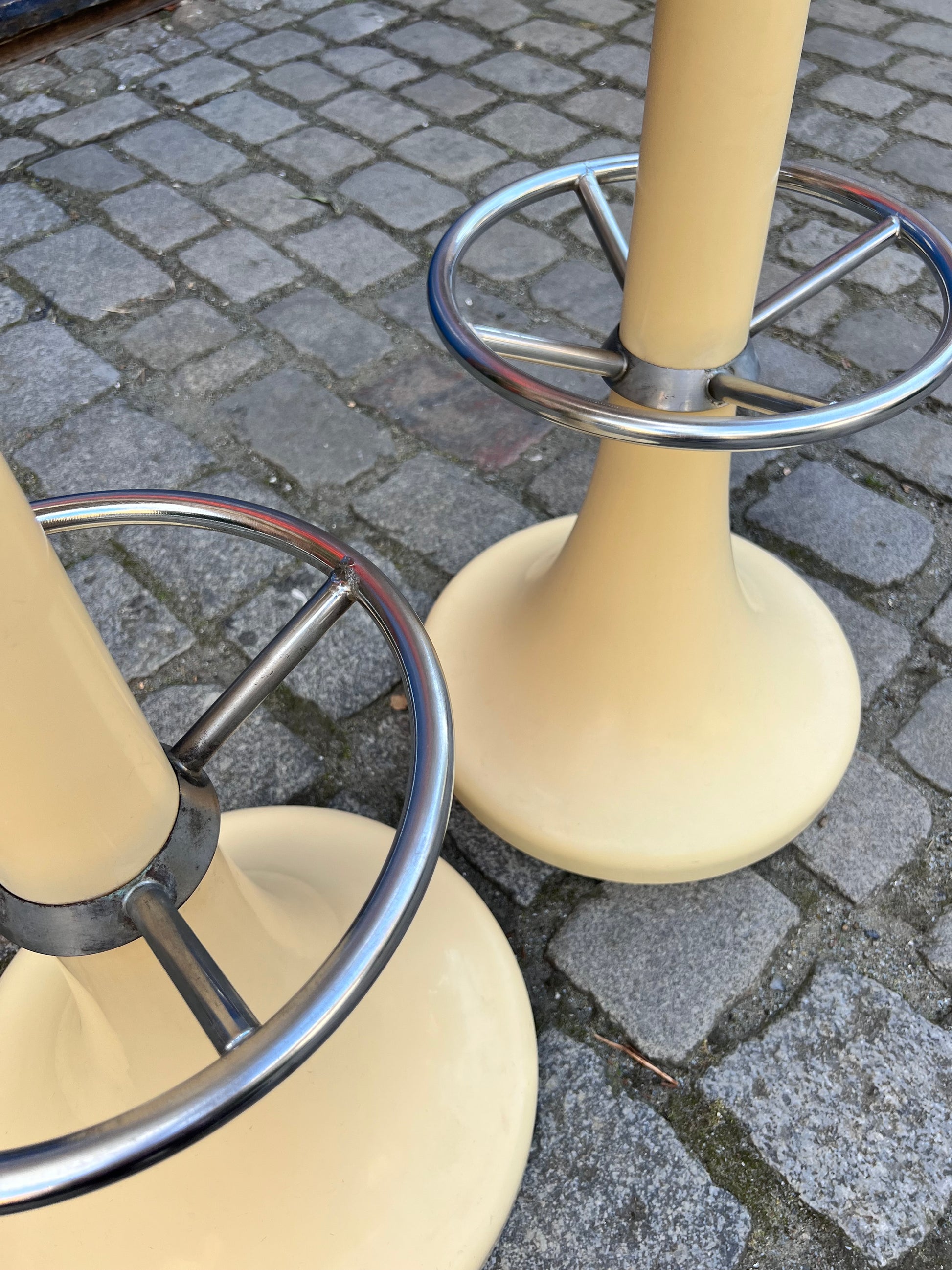 Barhocker creme orange von Friedrich Stuckenbröker für Lockhausen Plastik