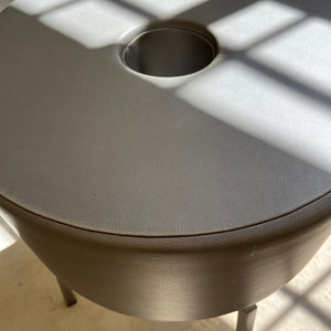 Donut Hocker silbergrau Leder