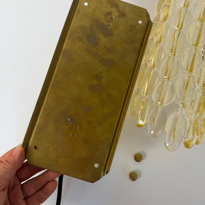 Wandlampe Glas Messing von Carl Fagerlund für Orrefors