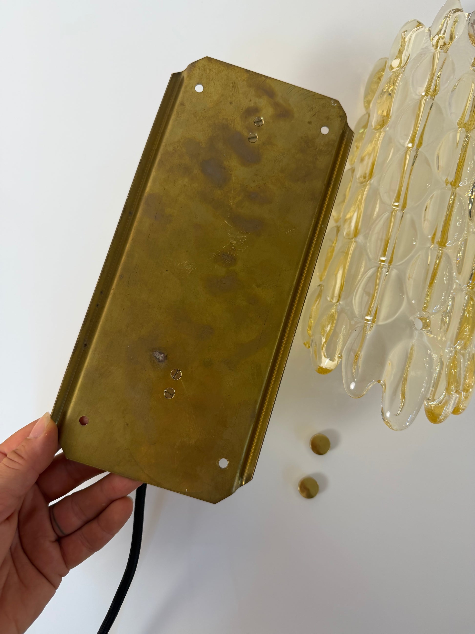 Wandlampe Glas Messing von Carl Fagerlund für Orrefors