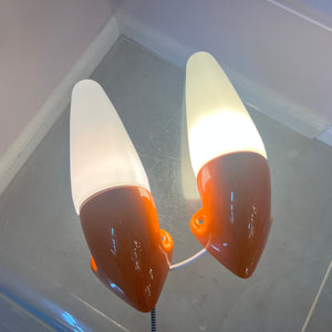Set: 2x Wandlampe Modell 6035 orange von Sigvard Bernadotte für Ifö