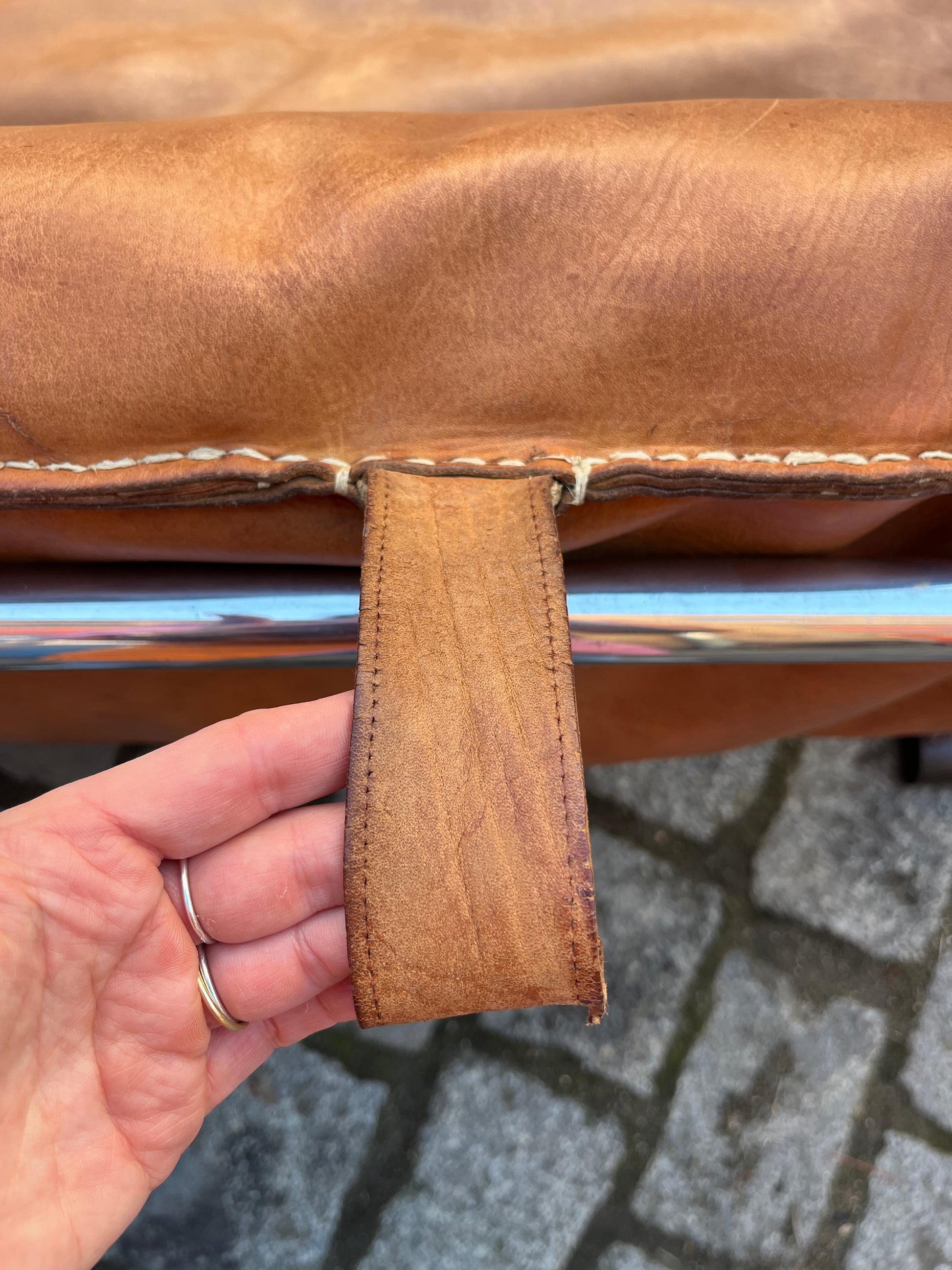 Kufensofa / Tagesbett Echtleder Chrom von Hynek Gottwald