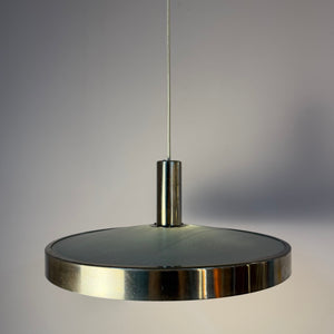 Hängelampe silber weiß mit Gitteroptik aus Dänemark