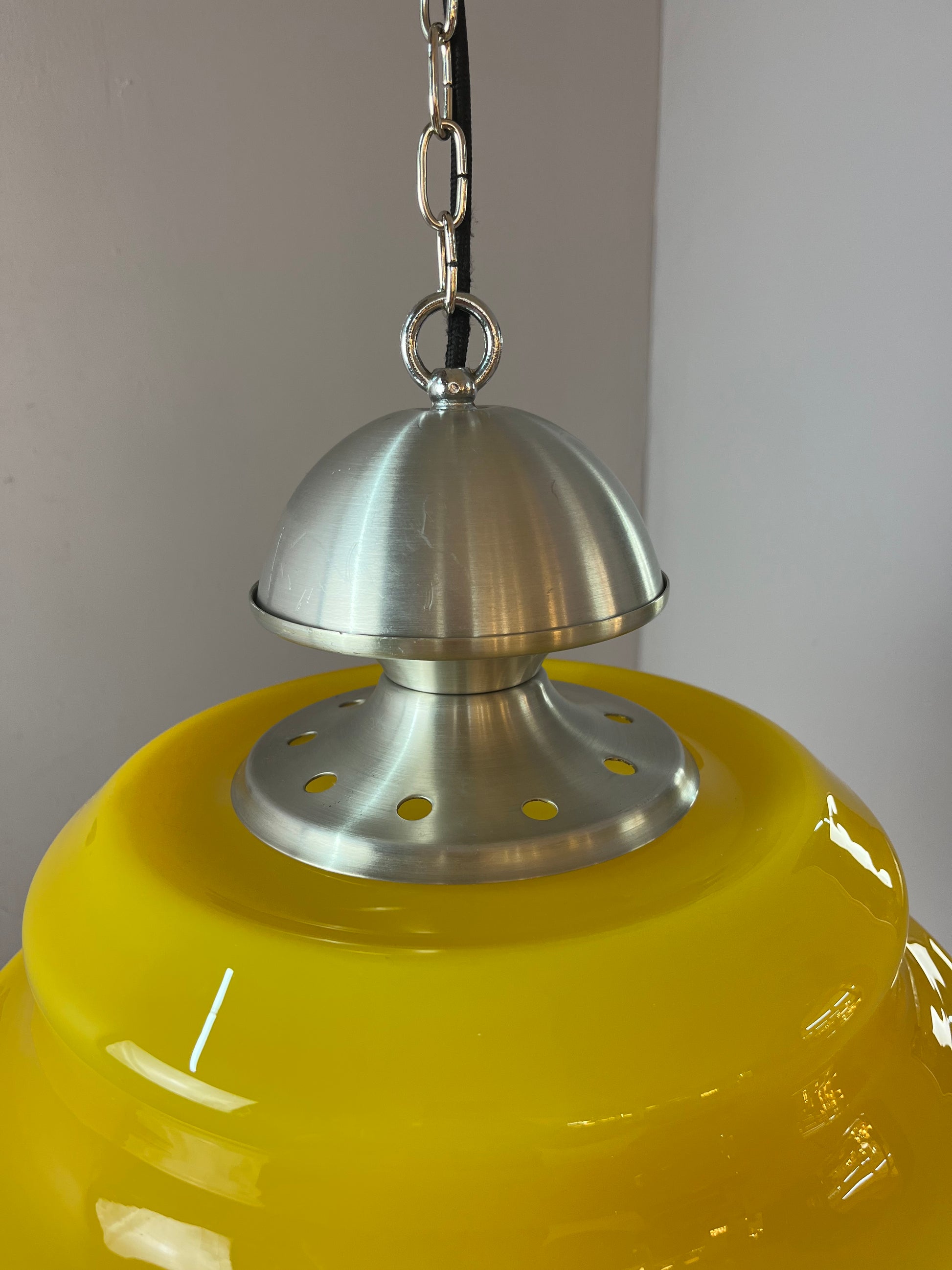 Hängelampe gelb Glas Metall