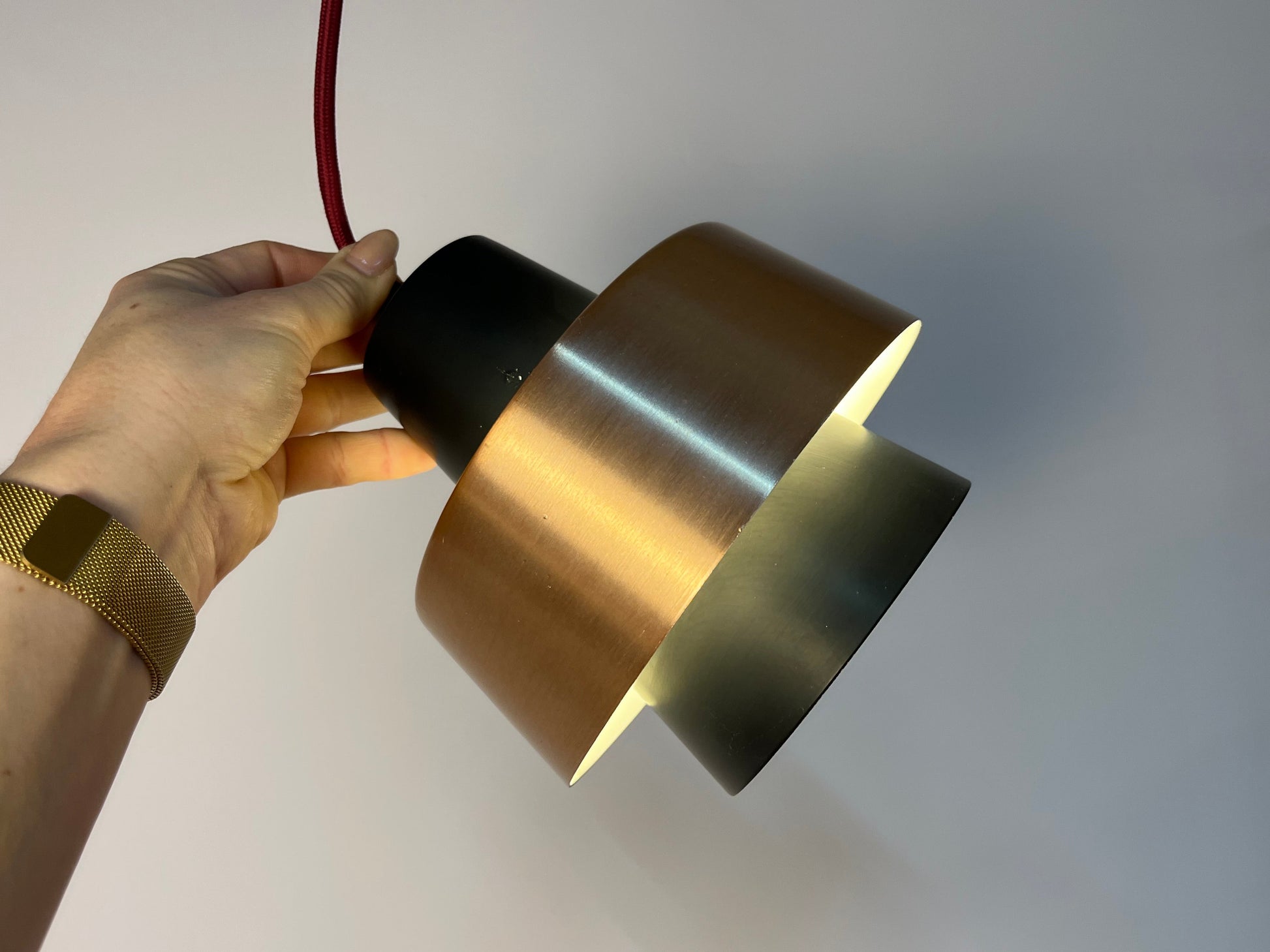 Lamellenlampe schwarz Kupfer aus Dänemark