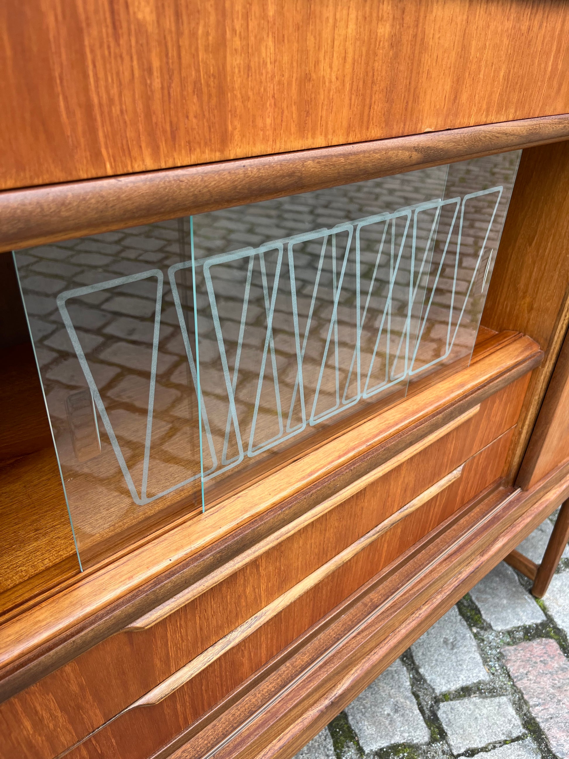 Highboard mit Vitrine Teak aus Dänemark