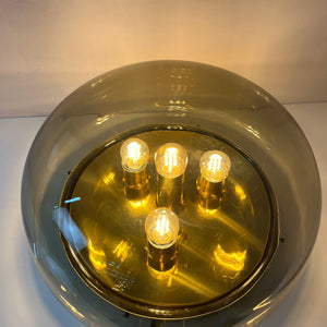 Wand-/ Deckenlampe Messing Rauchglas von Kaiser Leuchten