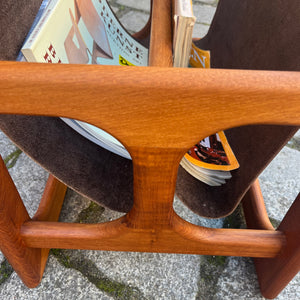 Zeitungsständer Teak Echtleder mit zwei Fächern von Aksel Kjersgaard für Salin Møbler