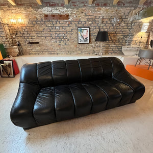 3-Sitzer Sofa schwarz Echtleder