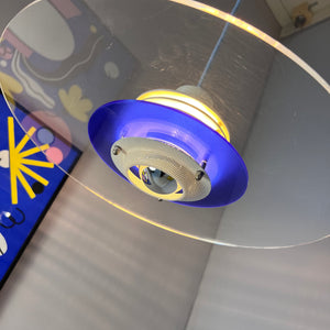 Lamellenlampe „Astra“ blau Plexiglas aus Dänemark