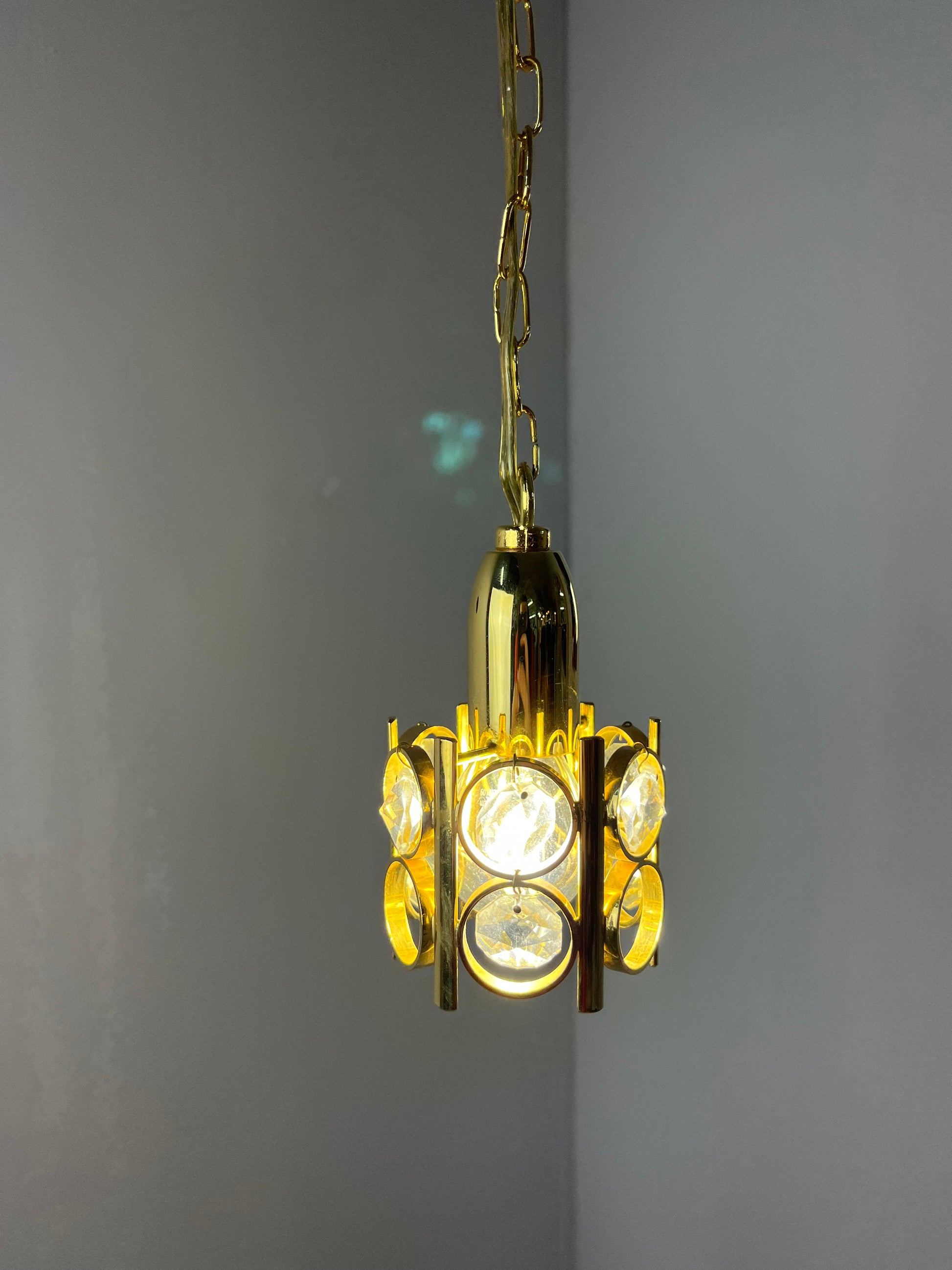 Kleine Hängelampe Gold mit Kristallen Dänemark