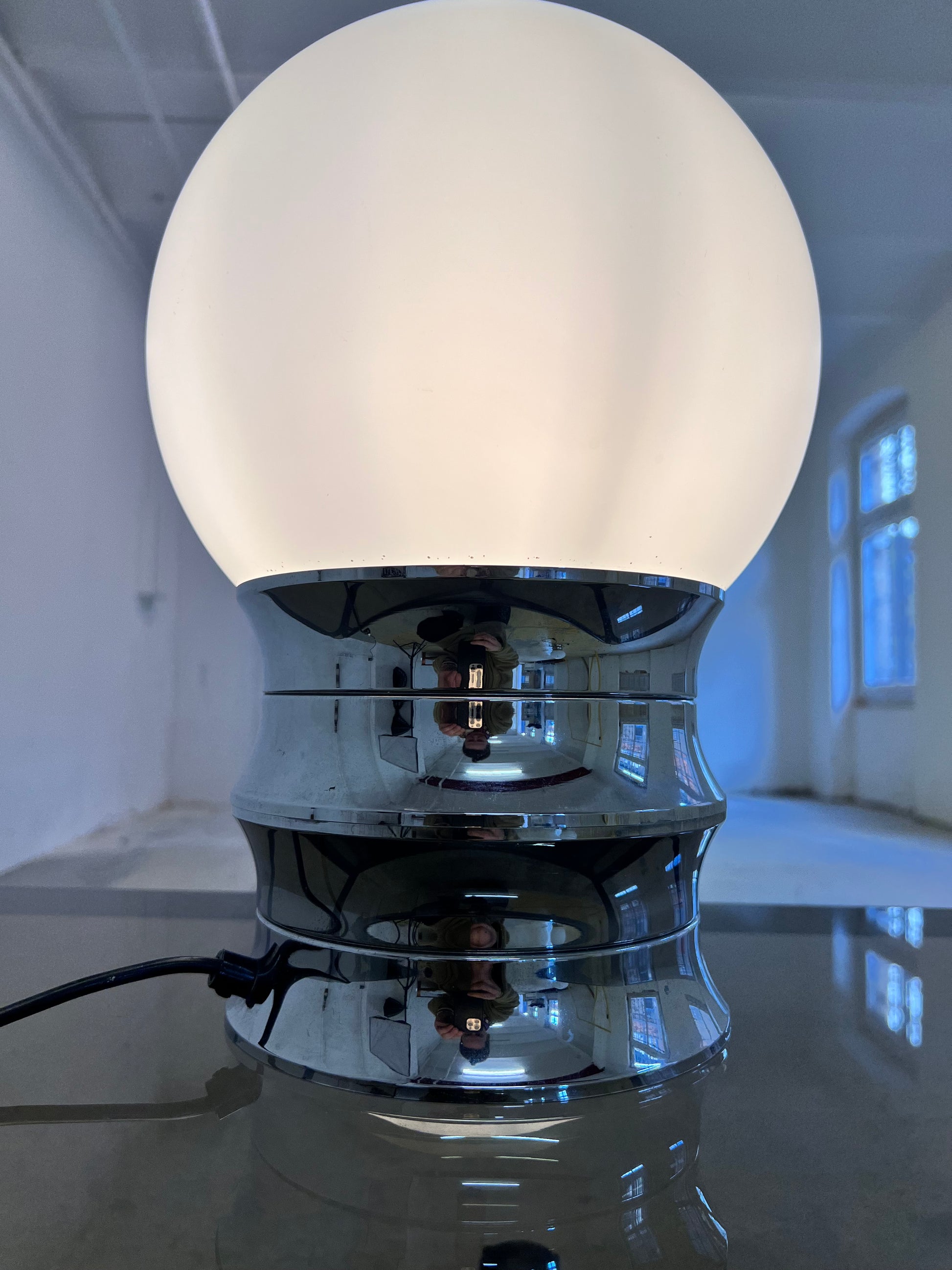 Tischlampe Chrom Opalglas VEB NARVA
