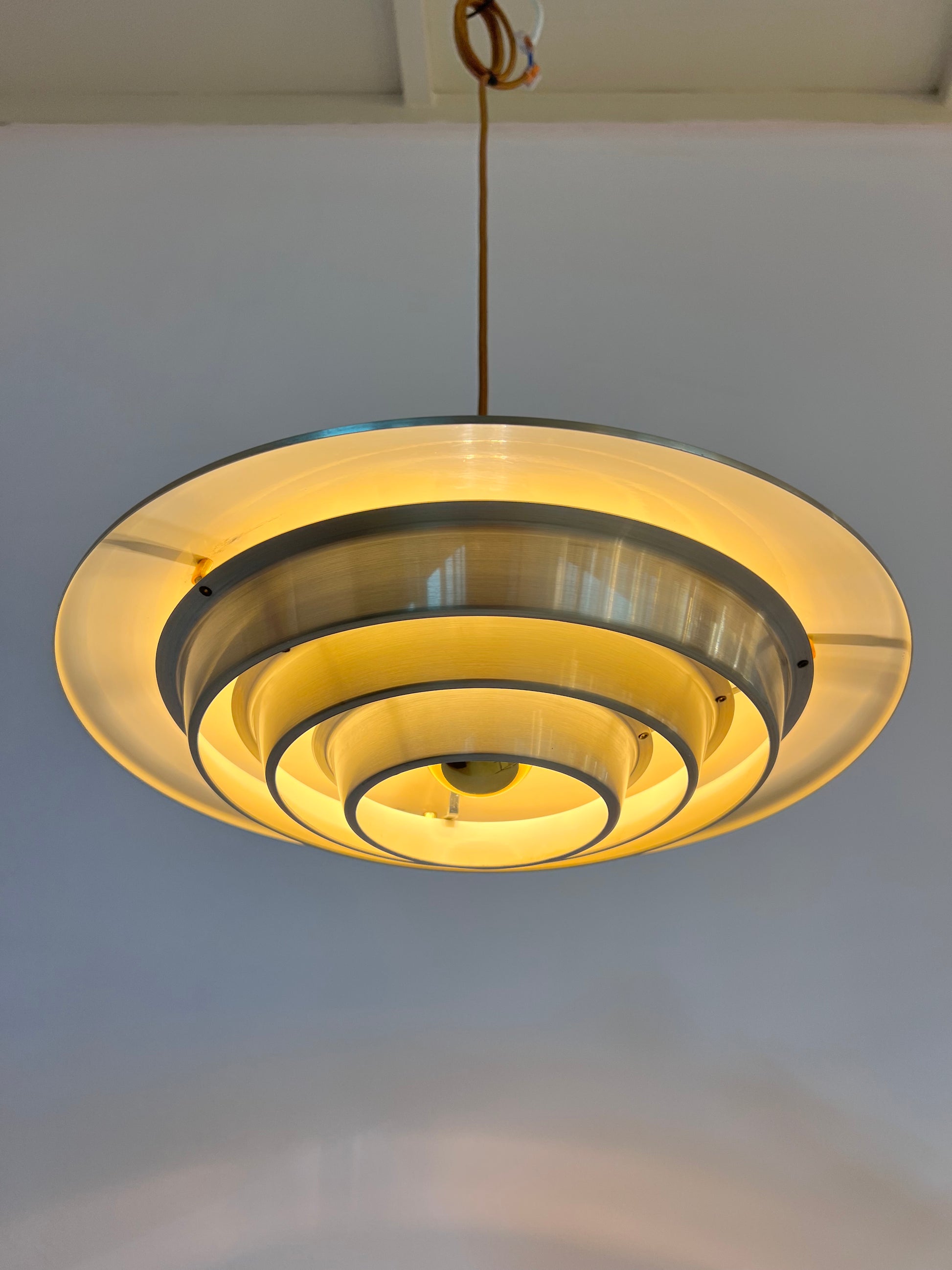 Lamellenlampe silber von Erik Jensen für Teknika