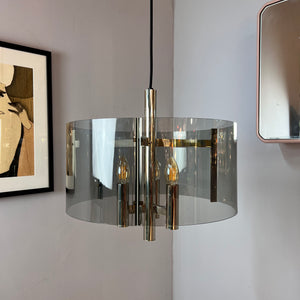 Hängelampe Chrom & Rauchacryl