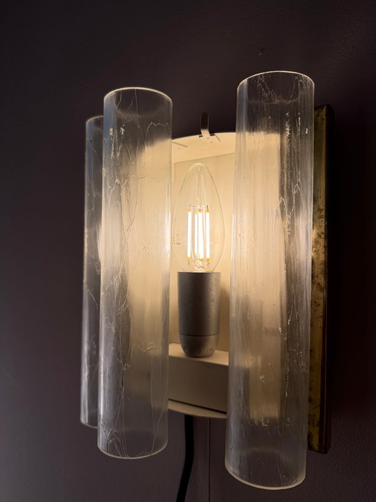 Wandlampe Eisglas Messing von Doria