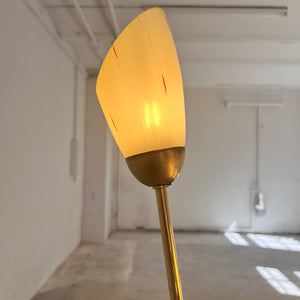 Stehlampe mit zwei Schwanenhalsarmen Messing