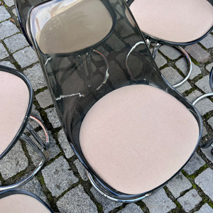 Freischwinger grau beige Kunststoff Chrom