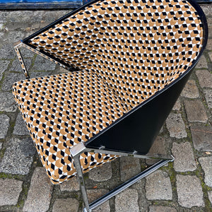 Sessel Mondi braun schwarz Chrom von Jouko Järvisalo für Inno Interior Oy - neu gepolstert