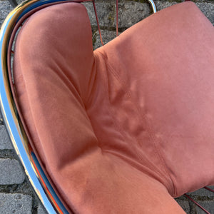 Set: 2x Freischwinger rosa Chrom von Gastone Rinaldi - neu gepolstert