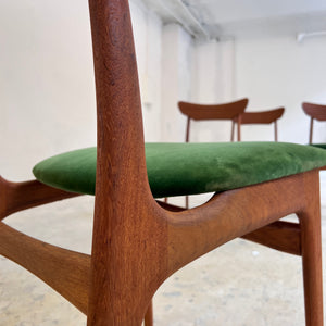 Set: 4x Polsterstuhl grün Teak von Schiønning & Elgaard für Randers Møbelfabrik