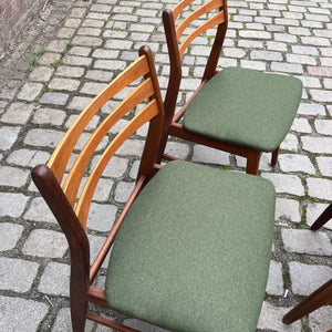 Set: 6x Esszimmerstuhl grün Teak neu gepolstert