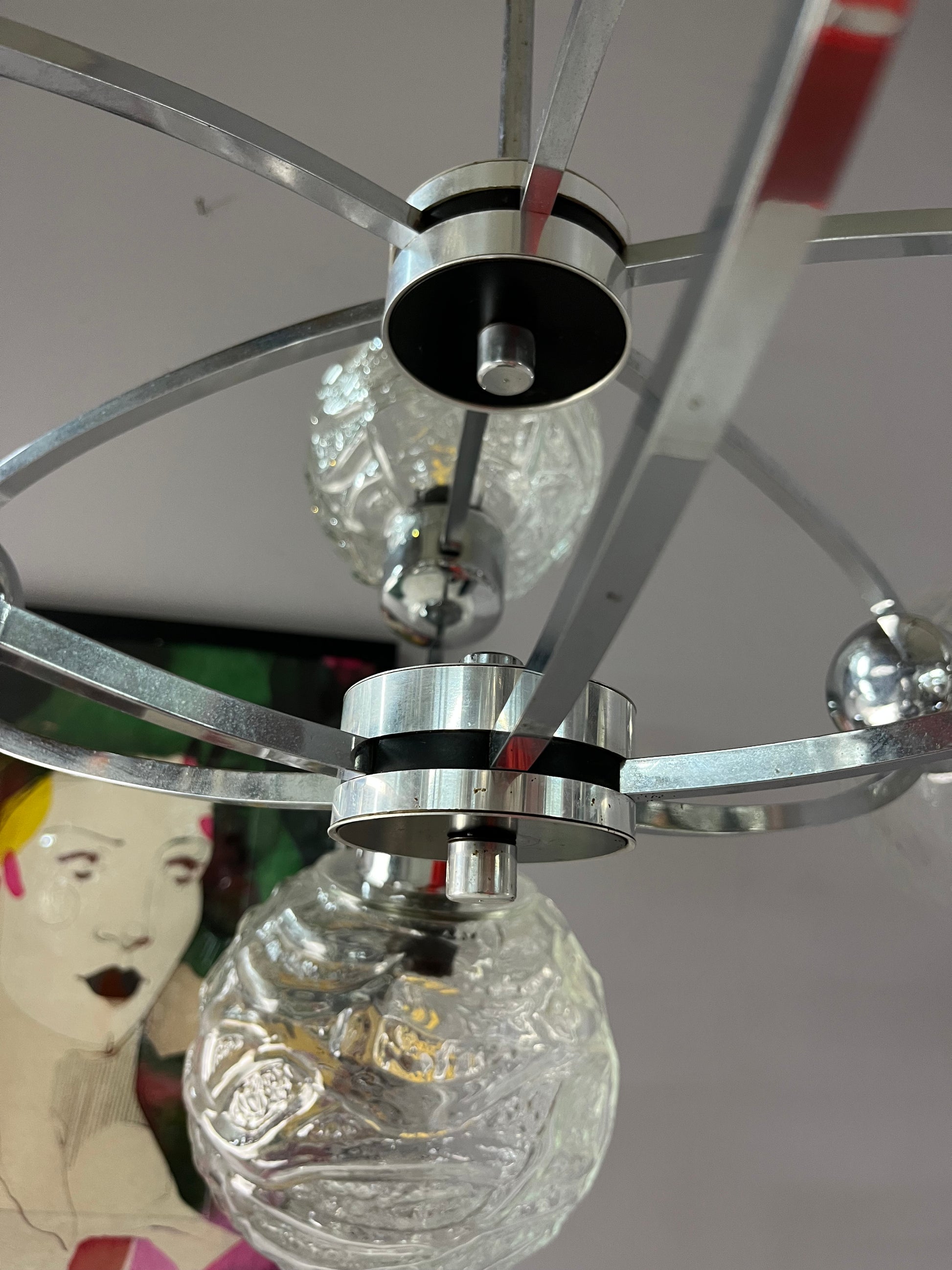 Sputnik Kronleuchter Glas Chrom