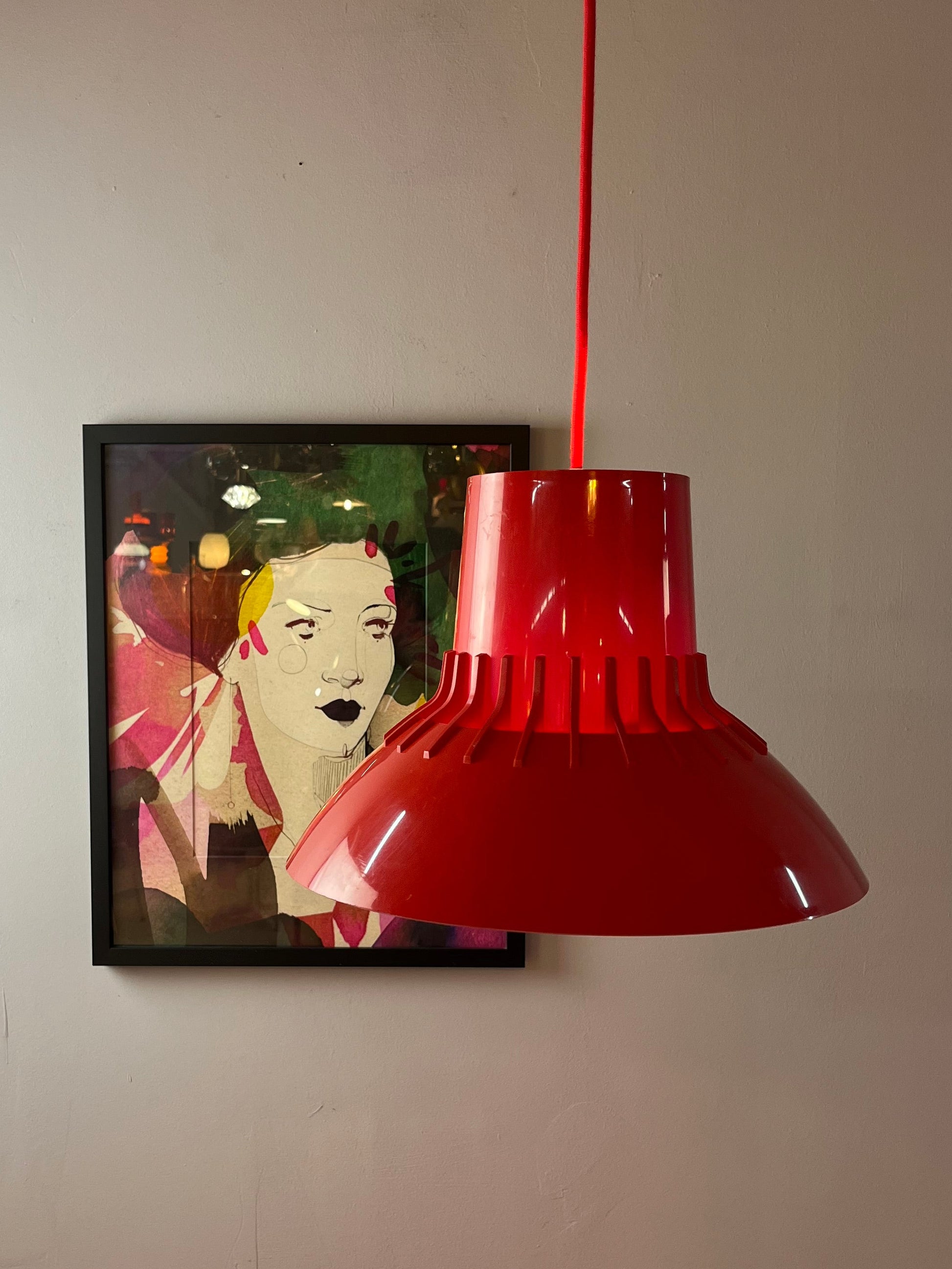 Hängelampe Solar rot Kunststoff von Svend Middelboe für Nordisk