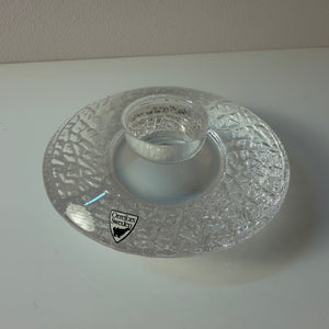 Set: 2x Diskus Kerzenhalter Kristallglas von Lars Hellsten für Orrefors