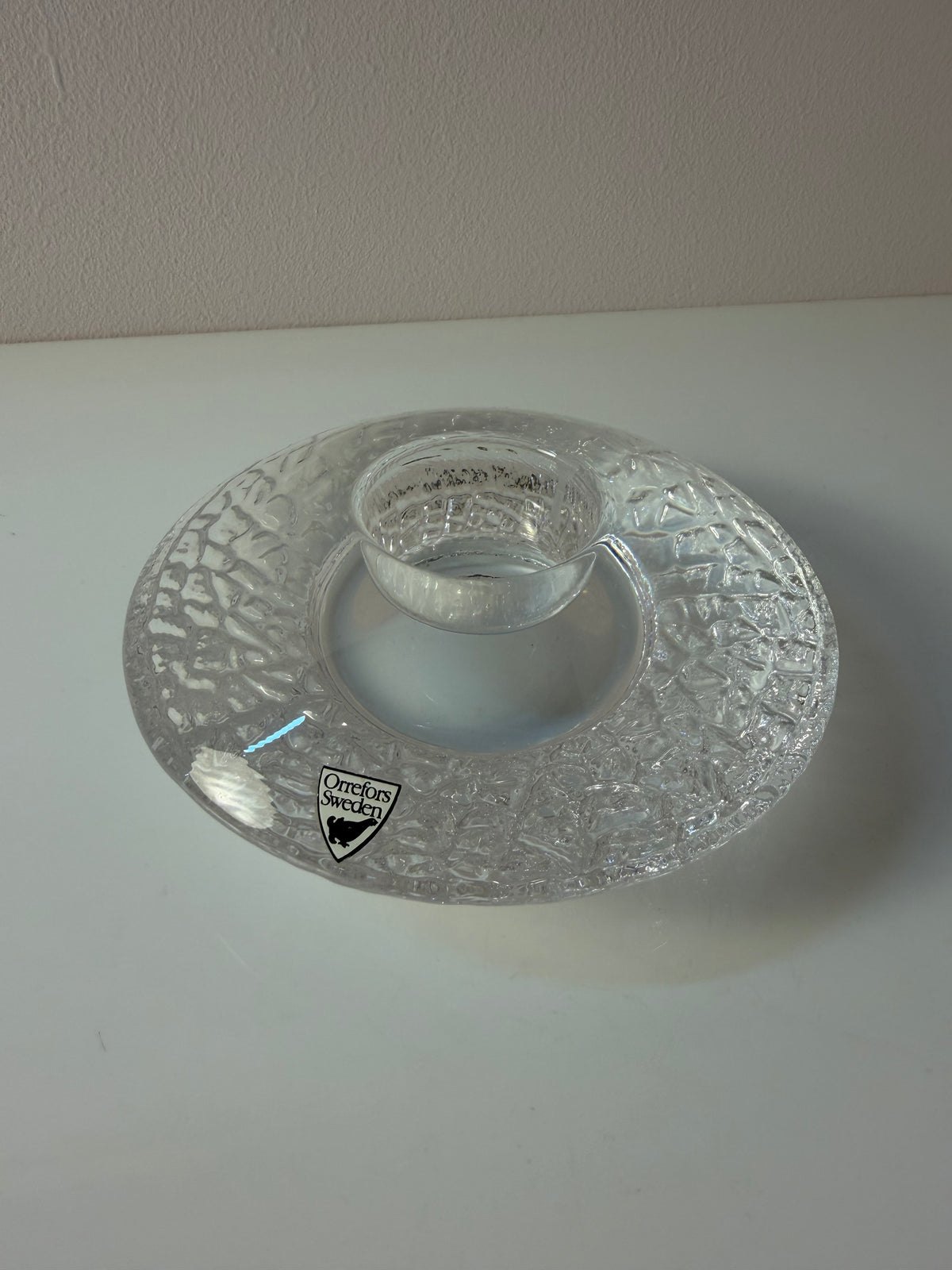 Set: 2x Diskus Kerzenhalter Kristallglas von Lars Hellsten für Orrefors