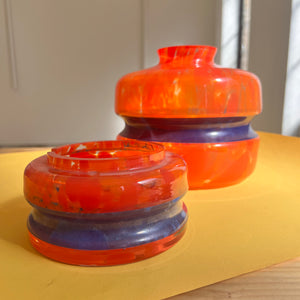 Set: Vase und Aschenbecher orange 70er